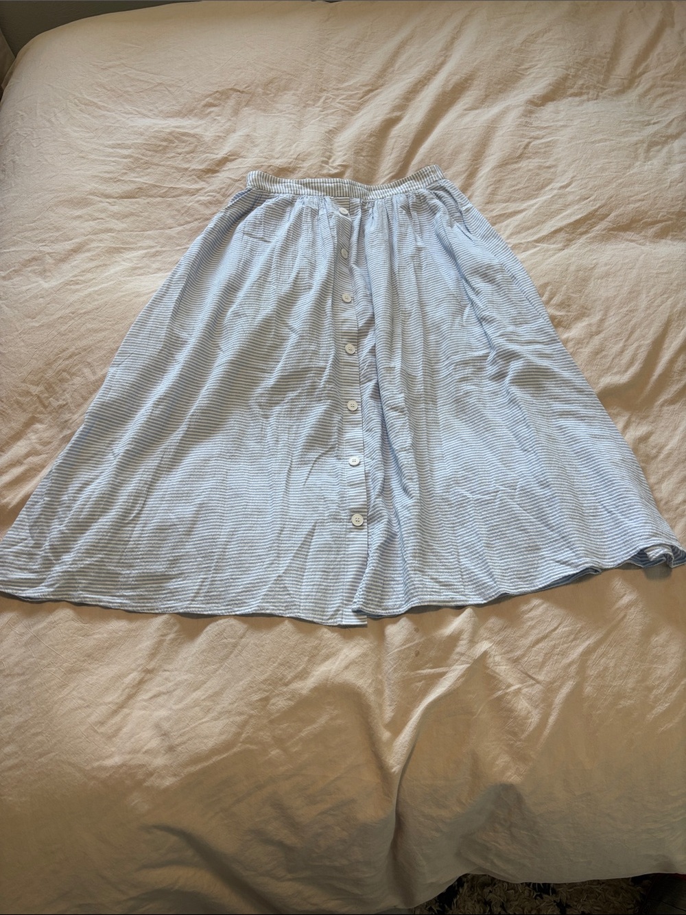 OAK + FORT Light Blue Striped Button-Front Skirt